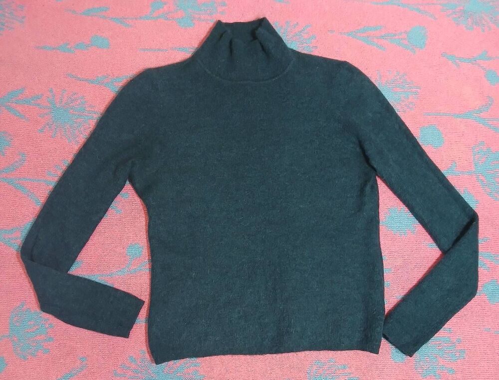 Intermix new york Womens Small teal green mockneck baby alpaca sweater